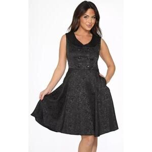 Hearts & Roses Goth Brocade Fit and Flare Dress Womens Size 10 Black NWT